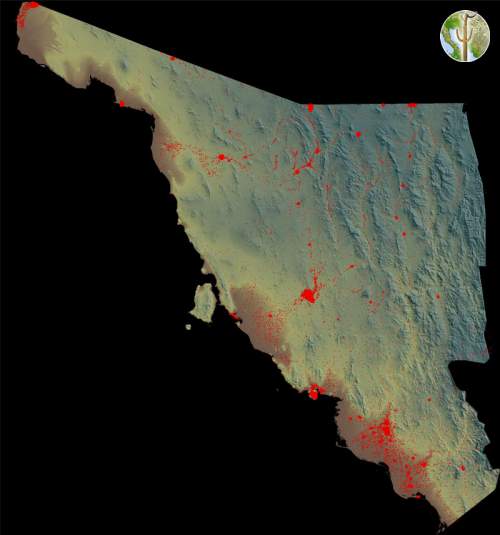 Population distribution map of Sonora, Mexico