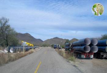 Steel pipe holding area Pipeline for municipal water to Hermosillo