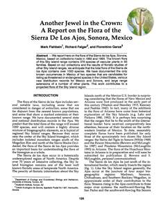 Another Jewel in the Crown: A Report on the Flora of the Sierra de los Ajos, Sonora, Mexico Another Jewel in the Crown: A Report on the Flora of the Sierra de los Ajos, Son
