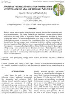 Analysis of fire-related Vegetation Patterns in the Huachuca Mountains, Arizona, USA, and Sierra los Ajos, Sonora, Mexico Analysis of fire-related Vegetation Patterns in the Huachuca Mountains, Arizona,