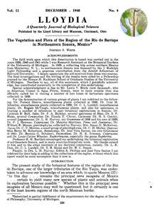 The Vegetation and Flora of the Region of the Rio de Bavispe cover